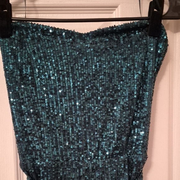 Versona Teal Sequin Jumpsuit - Picture 3 of 7